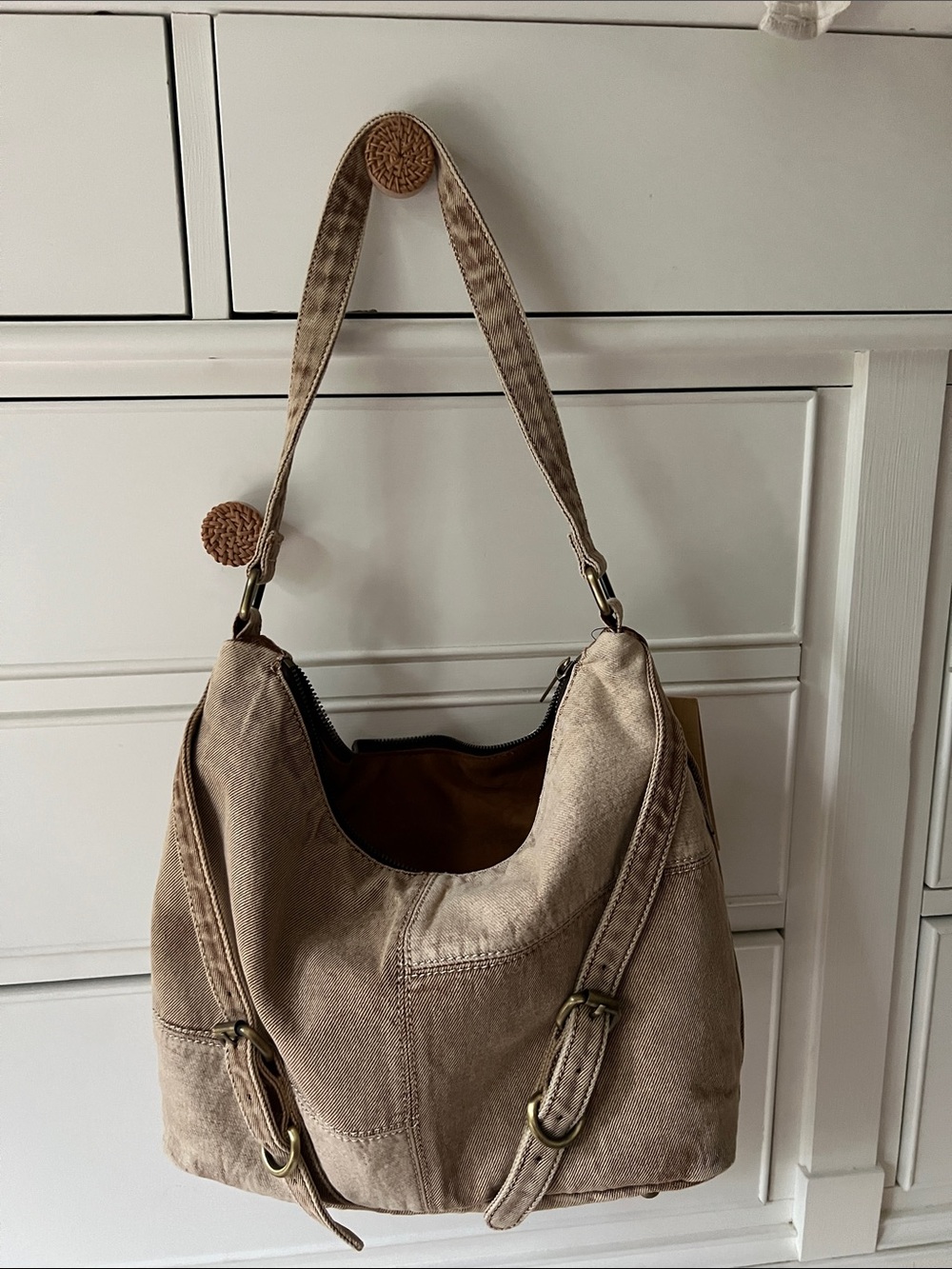 Patricia Nash denim patchwork Hobo Bag